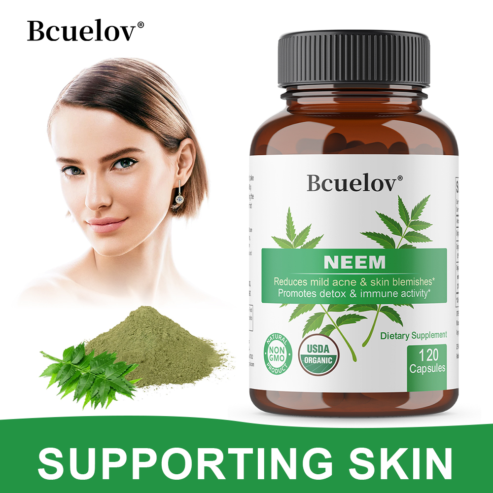 Herbal Supplement - Cápsulas de Hoja de Neem Orgánica,